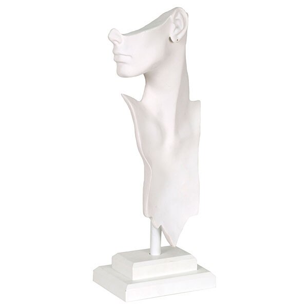Earring/necklace display side-partial face/neck 8-1/4"x5-1/2"x19-1/2" - white