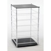 Revolving earring displayer 6-tier 10"x10"x18" - clear rails black base/top