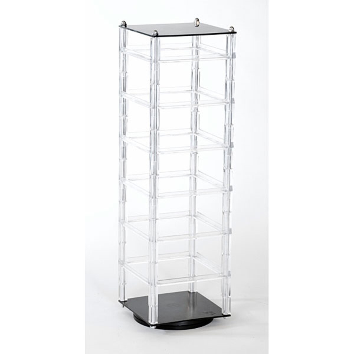 Revolving earring displayer 6-tier 5"x5"x18" - clear rails black base/top