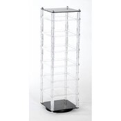 Revolving earring displayer 6-tier 5"x5"x18" - clear rails black base/top