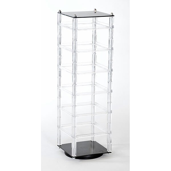 Revolving earring displayer 6-tier 5"x5"x18" - clear rails black base/top