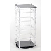 Revolving earring displayer 4-tier 5"x5"x12" - clear rails black base/top