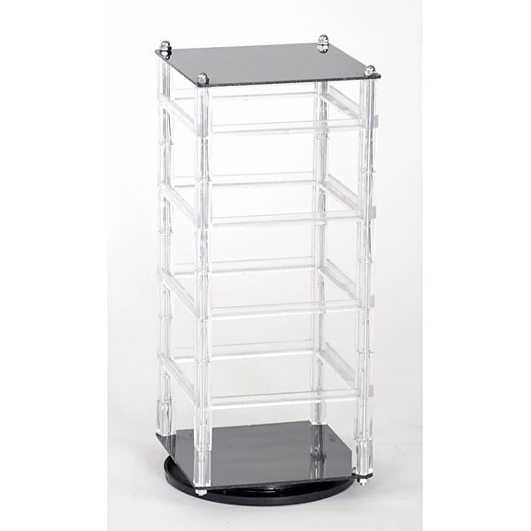 Revolving earring displayer 4-tier 5"x5"x12" - clear rails black base/top