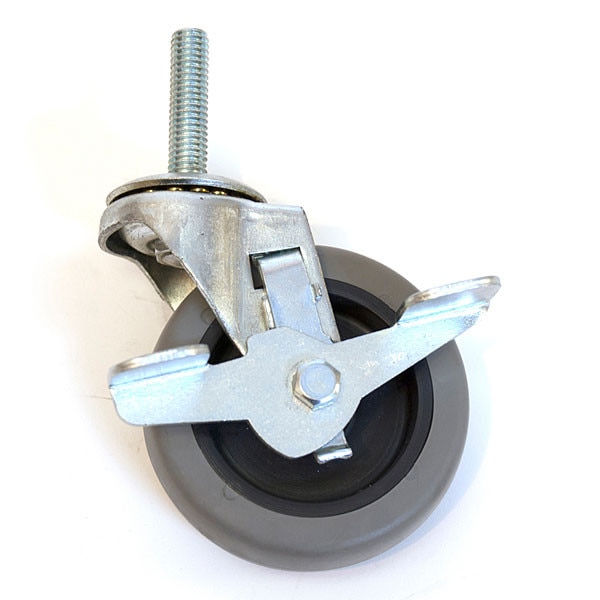 Caster Grey Rubber-Locking 3/8" Stem Non-Marking