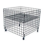 Dump bin 36"x36"x30"high grid panels with casters - black