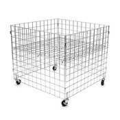 Dump bin 36"x36"x30"high grid panels with casters - chrome