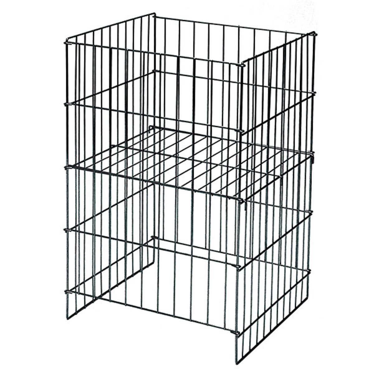Wire Dump Basket 18"x17"dx30"h with adjustable shelf - Black
