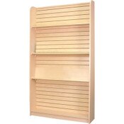 Wall book case 48"w x 84"h x 12"d with 3"OC slatwall for adjustable shelves - maple