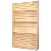 Wall book case 48"w x 84"h x 12"d with 3"OC slatwall for adjustable shelves - maple