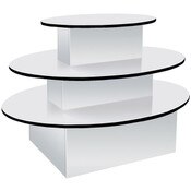 3-tier table oval 60"lx40"hx44"w white with black T-molding