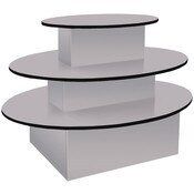 3-tier table oval 60"lx40"hx44"w gray with black T-molding