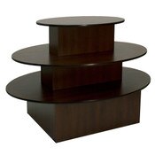 3-tier table oval 60"lx40"hx44"w chocolate cherry with black T-molding