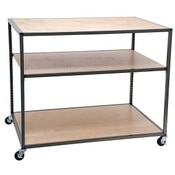 Rolling 3 shelf table - Raw steel / clear coat