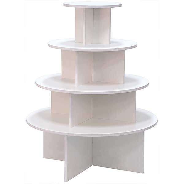 4 Tiered Round White Melamine Table Kc Fixtures 4 Tiered Round White Melamine Table, Round Tiered Display Stand