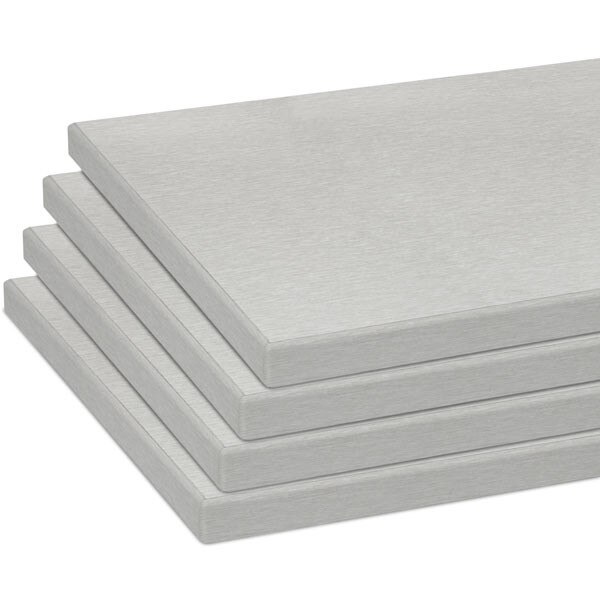 Melamine shelves 10 x 19.5 - Brushed Aluminum - pack of 4